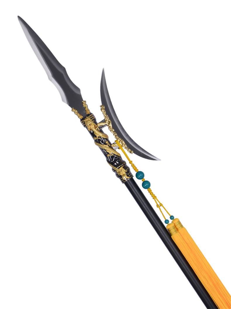 三国吕布方天画戟红缨枪龙胆枪双月戟可拆卸武术十八般未开刃 龙胆亮