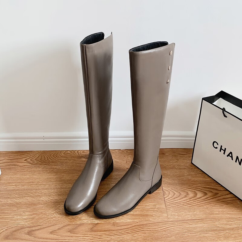 女士靴子秋冬款长筒女靴长款过膝小个子皮靴新款真皮长靴高筒过膝女靴