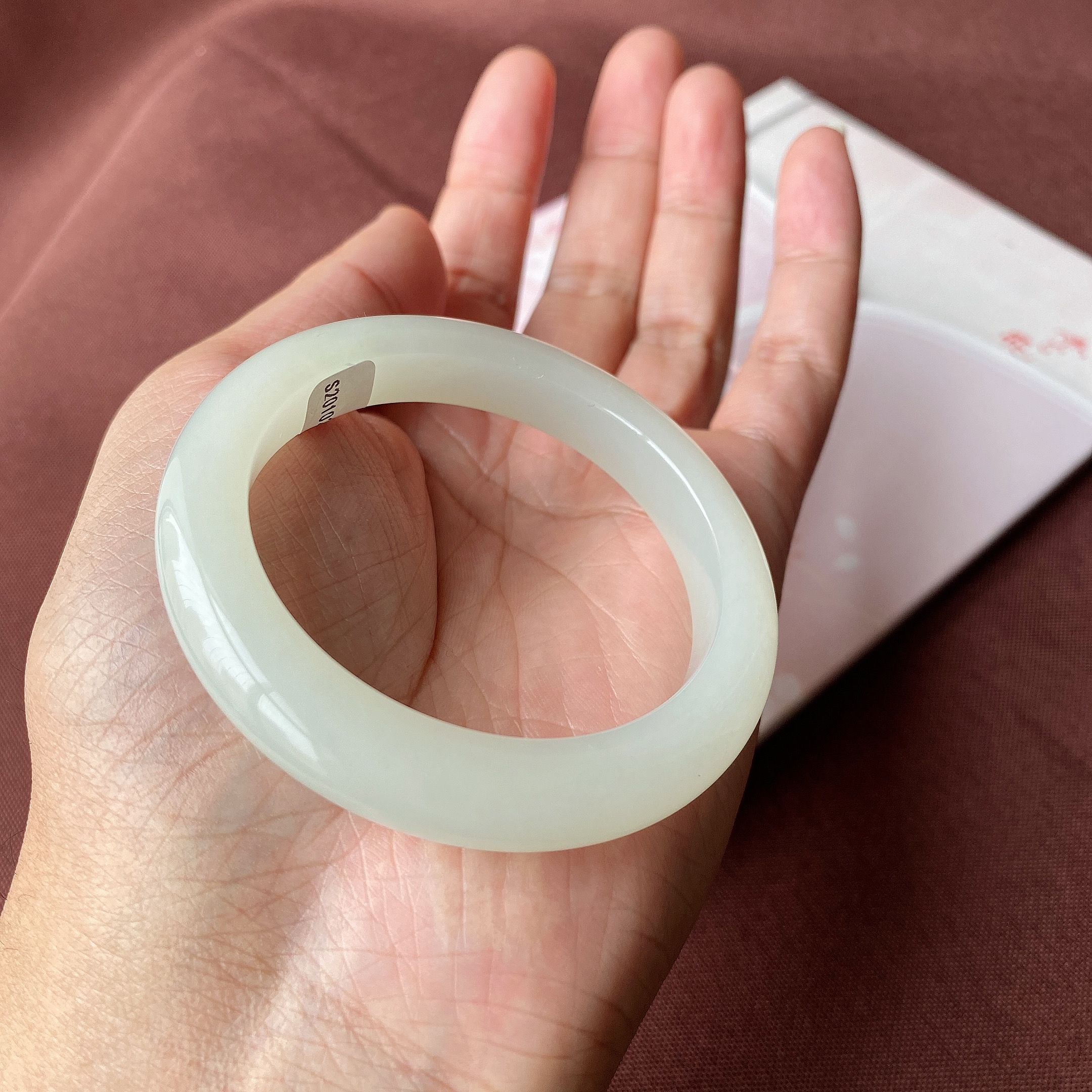 玉手镯青海野牛沟料青白玉胖细圆条宽版羊脂白玉翠青镯子女款编号