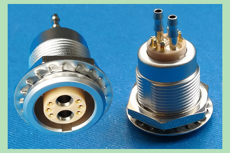 气电混装航插气管连接器同轴多芯插座高清4k信号sdi视频航空插头频