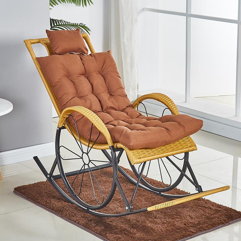 摇椅躺椅摇摇椅阳台午睡椅老人椅子户外藤椅逍遥椅休闲懒人椅 灰白