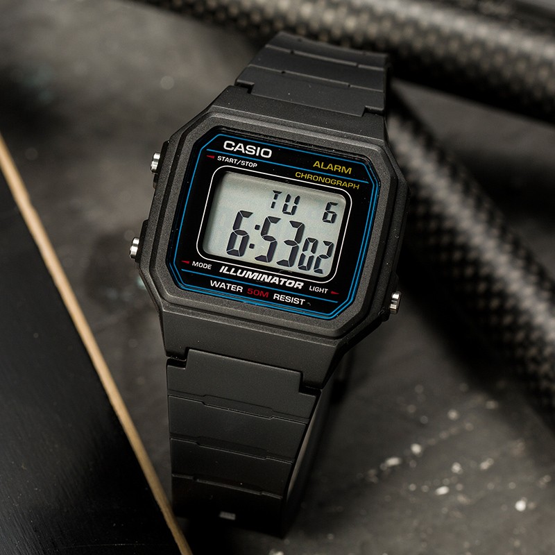 卡西欧手表casio户外运动防水电子表时尚简约复古小方表w800hg9a