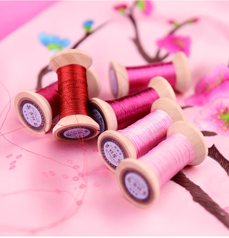 绣匠绣匠绣线彩金线苏绣手工法式刺绣编织线金丝线粉面桃红1号