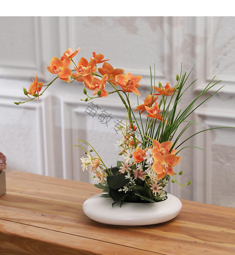 摆件现代简约家居客厅玄关前台酒店桌面花艺装饰假花绢花摆设纤雅洁