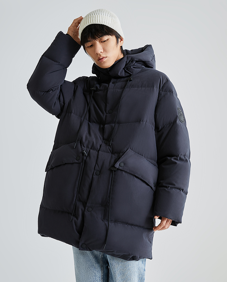 jackjones杰克琼斯冬男士时尚休闲纯色百搭中长款羽绒服220412003 e38