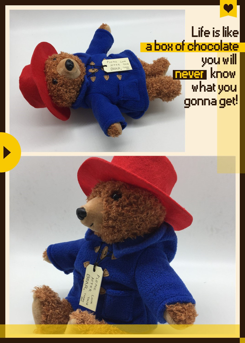 帕丁顿熊玩偶帕丁顿熊3公仔毛绒玩具熊熊卫衣服玩偶关节可爱娃娃礼物