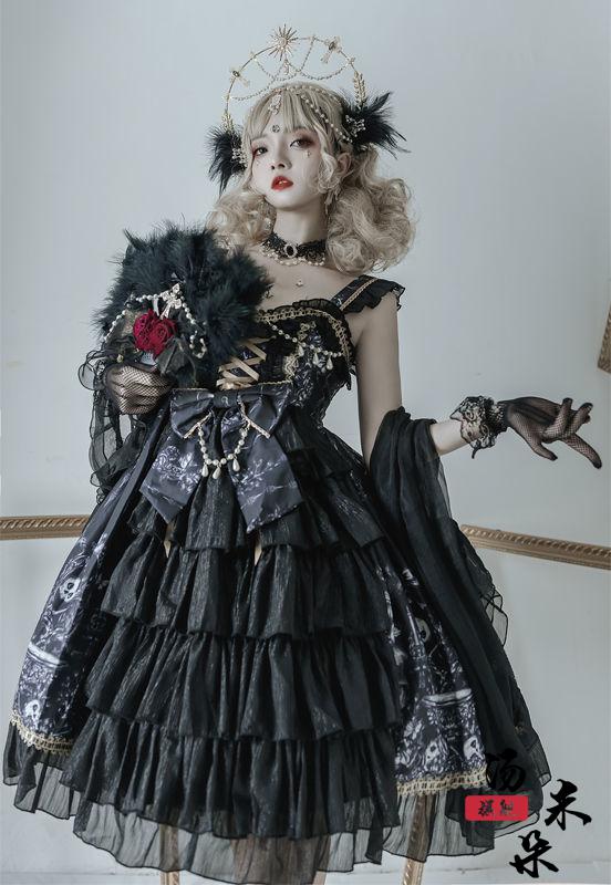 以纯联名款洛丽塔古典韩菇凉{现货}~原创设计lolita驭龙魔女哥特风