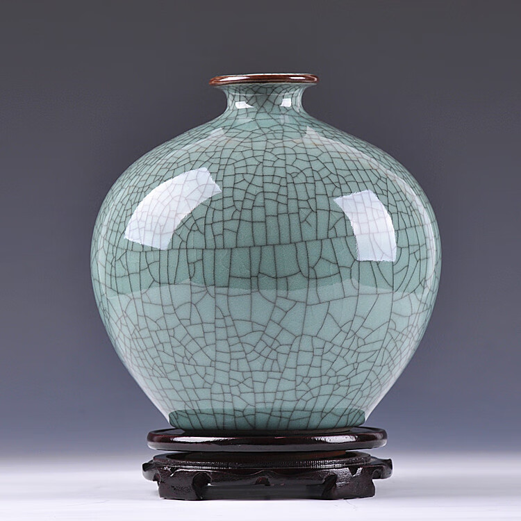 奢茨 陶瓷景德镇陶瓷器 仿古花瓶 高官窑碎瓷裂纹釉 客厅家居装饰 天