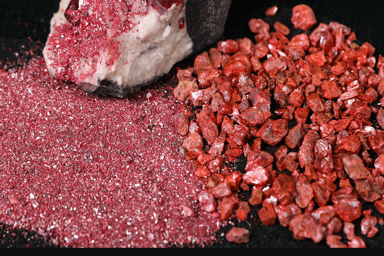 玄境堂天然朱砂粉紫金砂原石颗粒原矿本命年护身符福袋车挂香囊挂件