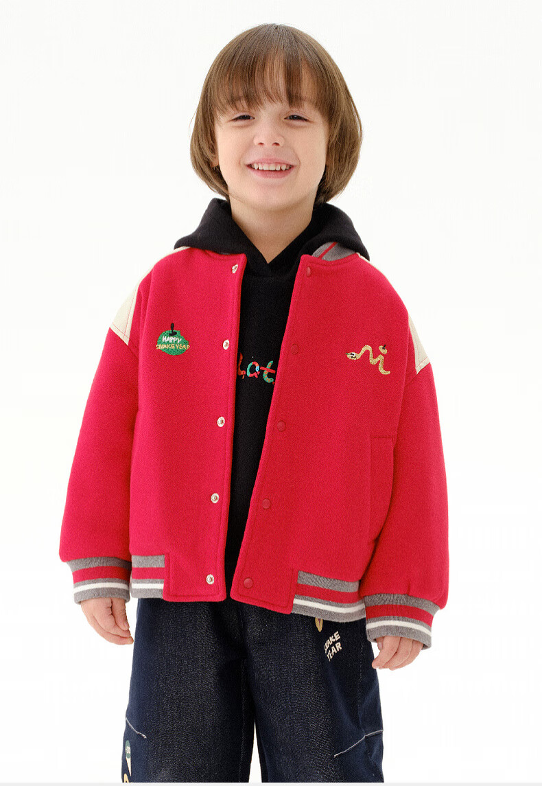 M.Latin Children's Outerwear Jacket, Spring 2025 New Style, Boys And Girls Preppy Style, Year of The Snake, Greedy Snake New Year's Outfit Jacket 13