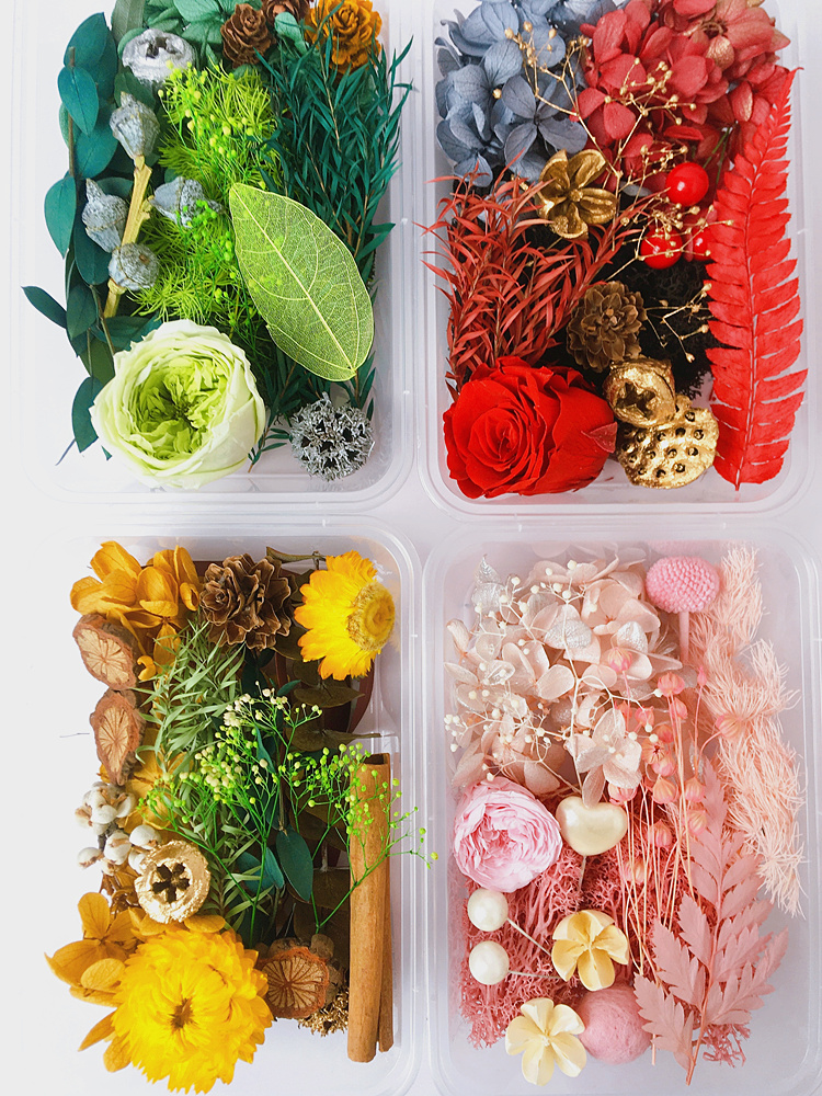 永生花材料包diy干花手工团体建活动花艺课团扇浮游相框贴画压花 姽婳