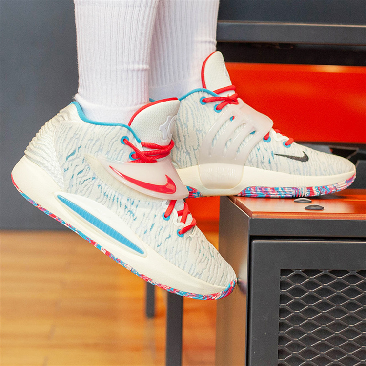 nike kd14 ep 杜兰特14代 蓝粉 彩色扎染 魔术贴透气 实战篮球鞋 cz0