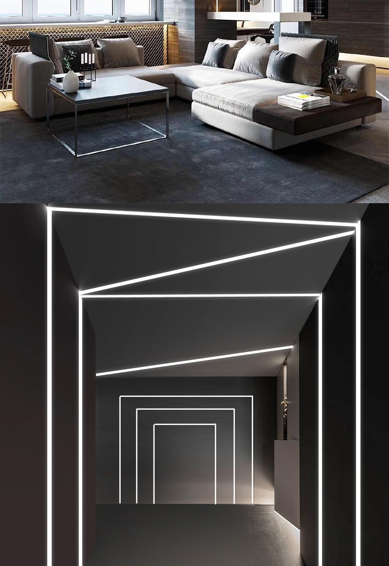 慕锦led线性灯线条灯黑色灯槽钛合金无主灯铝槽灯嵌入式灯条照明暗藏