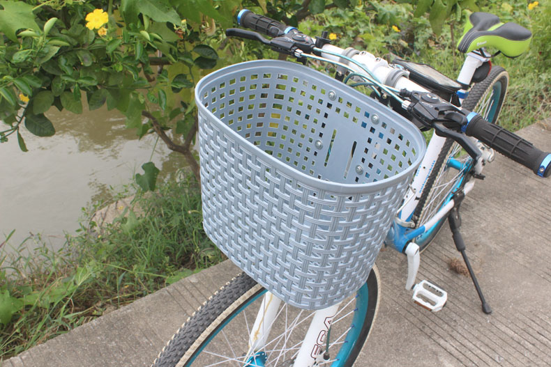 abs塑料车篮前车筐城市车篓自行车电动车通用不易烂款二灰色车篮支架