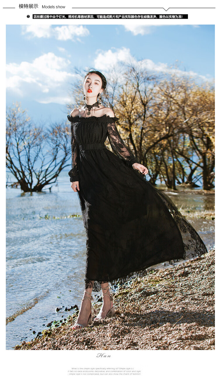 成人礼服女公主裙黑色万圣节服装轻婚纱裙暗黑系哥特风装连衣裙蕾丝晚