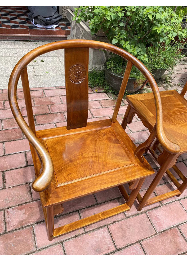 楠木)靠背椅方凳子皇宫椅子成人鼓凳圈椅官帽椅餐椅实木仿古定制 大叶