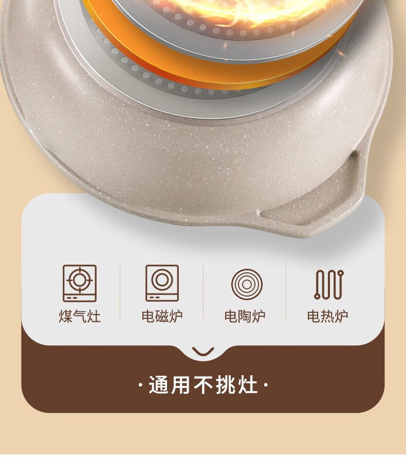 康尼菲抗菌麦饭石不粘锅炒锅无油烟电磁炉燃气通用炒菜锅深煎锅炒菜锅