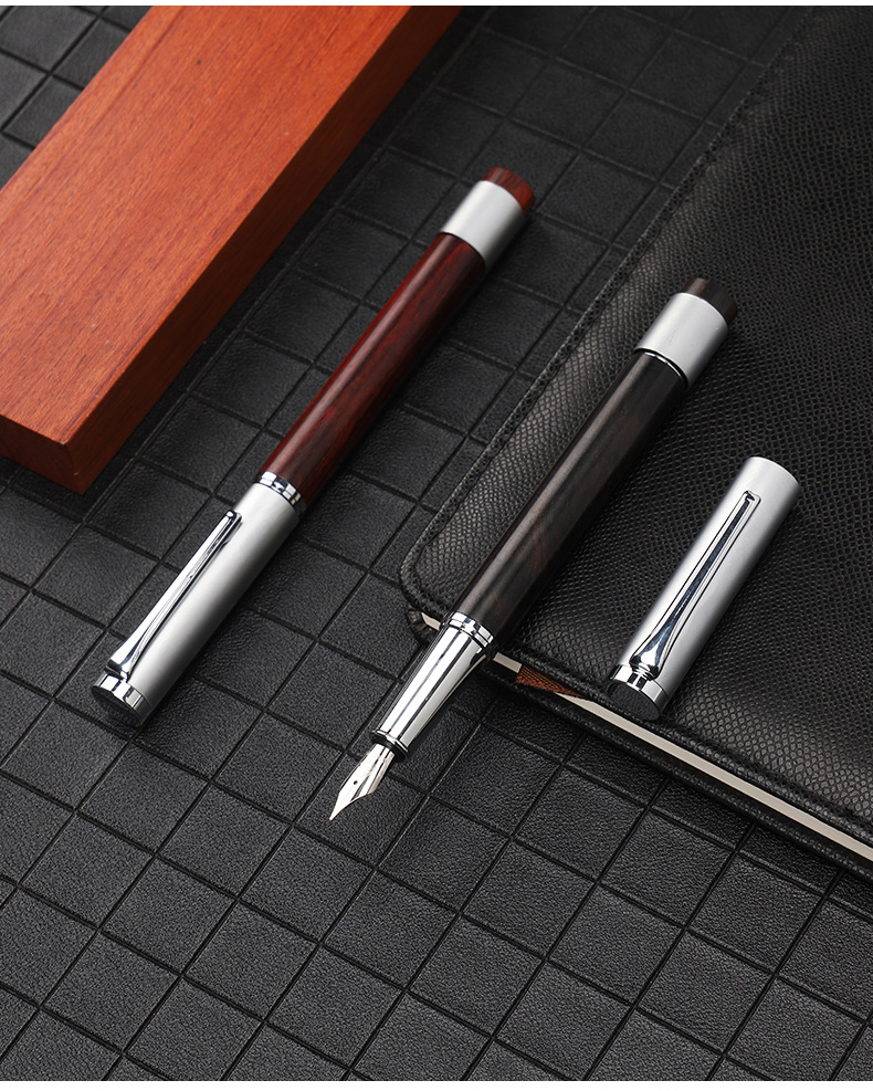 酷力郎旋转解压转轮笔钢笔成人练字书法红檀木笔商务办公解压转运笔