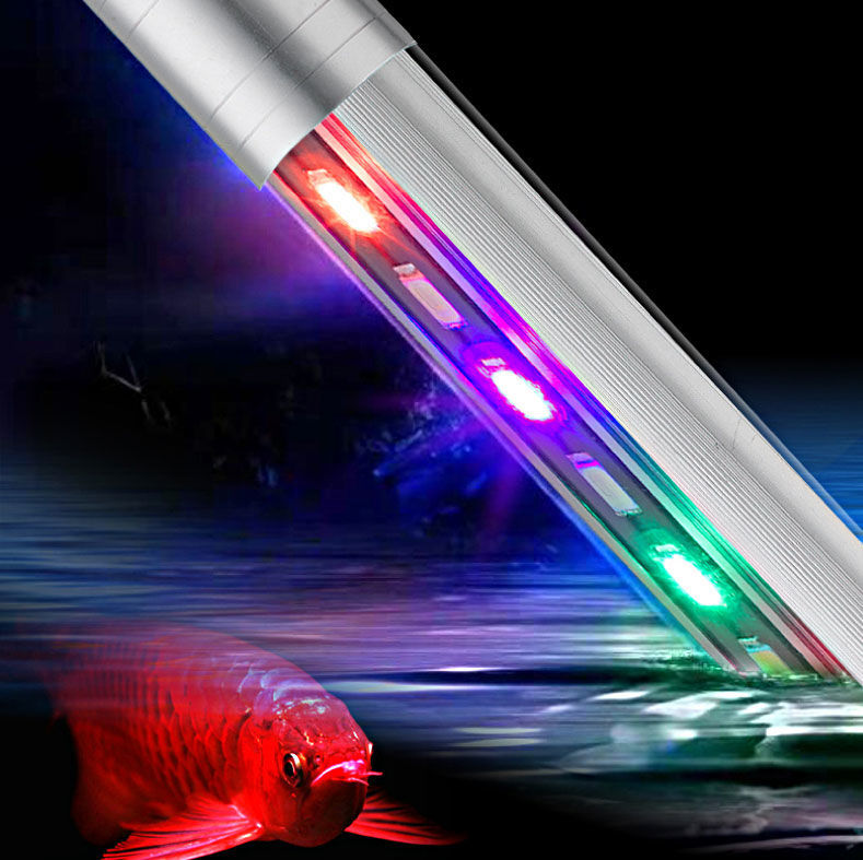 鱼缸灯照明灯led防水全光谱三色潜水灯水族箱三基色广角鱼缸灯管升级