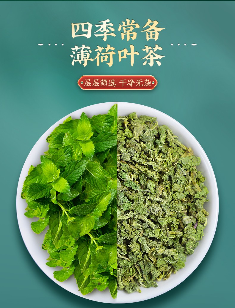 馨诺 薄荷茶 精选薄荷颗粒新鲜干薄荷叶可食用泡水喝的清凉花草茶180g