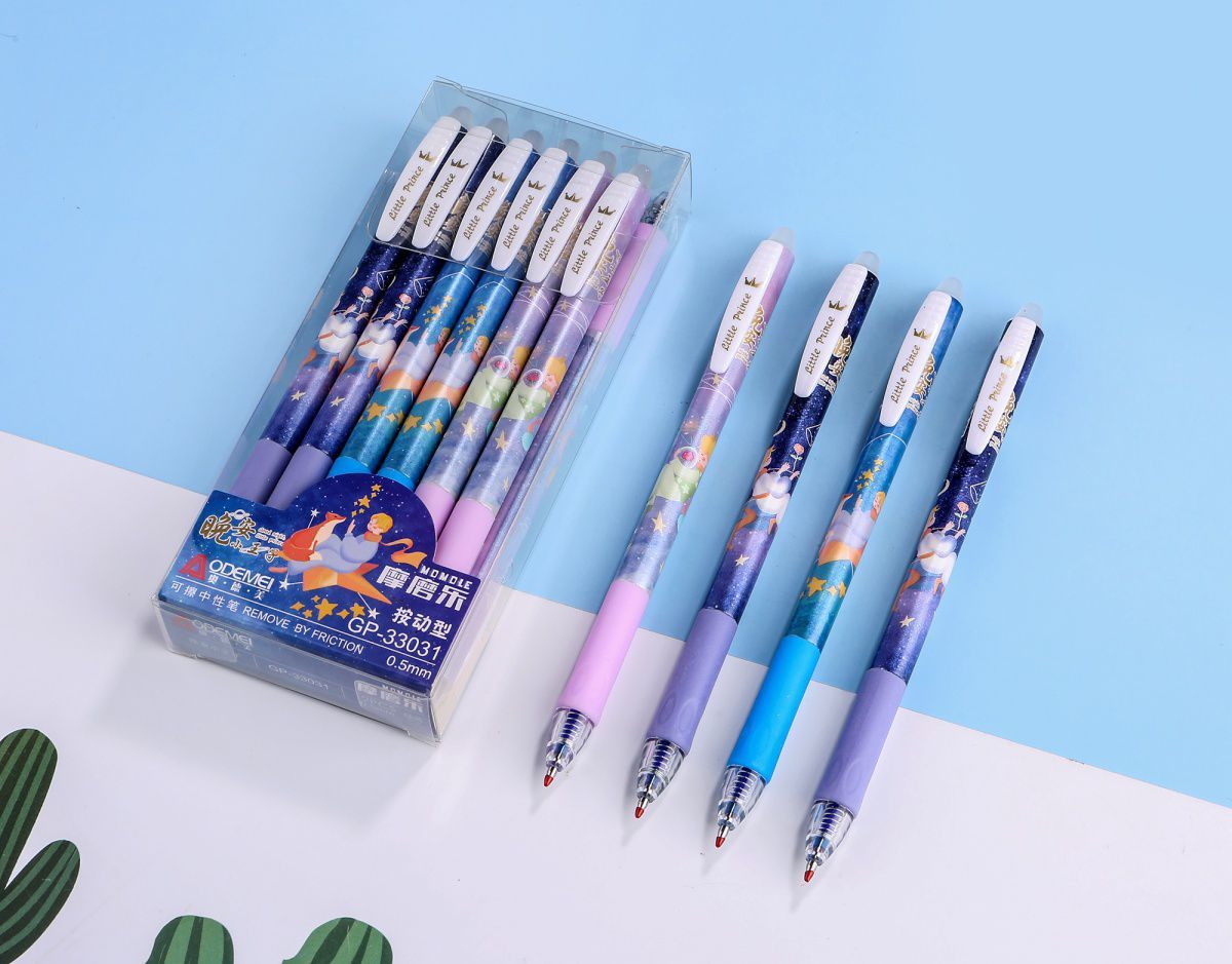 按动可擦笔芯学生摩易擦晶蓝色05m魔力擦热可擦中性笔水笔青花蝴蝶炭