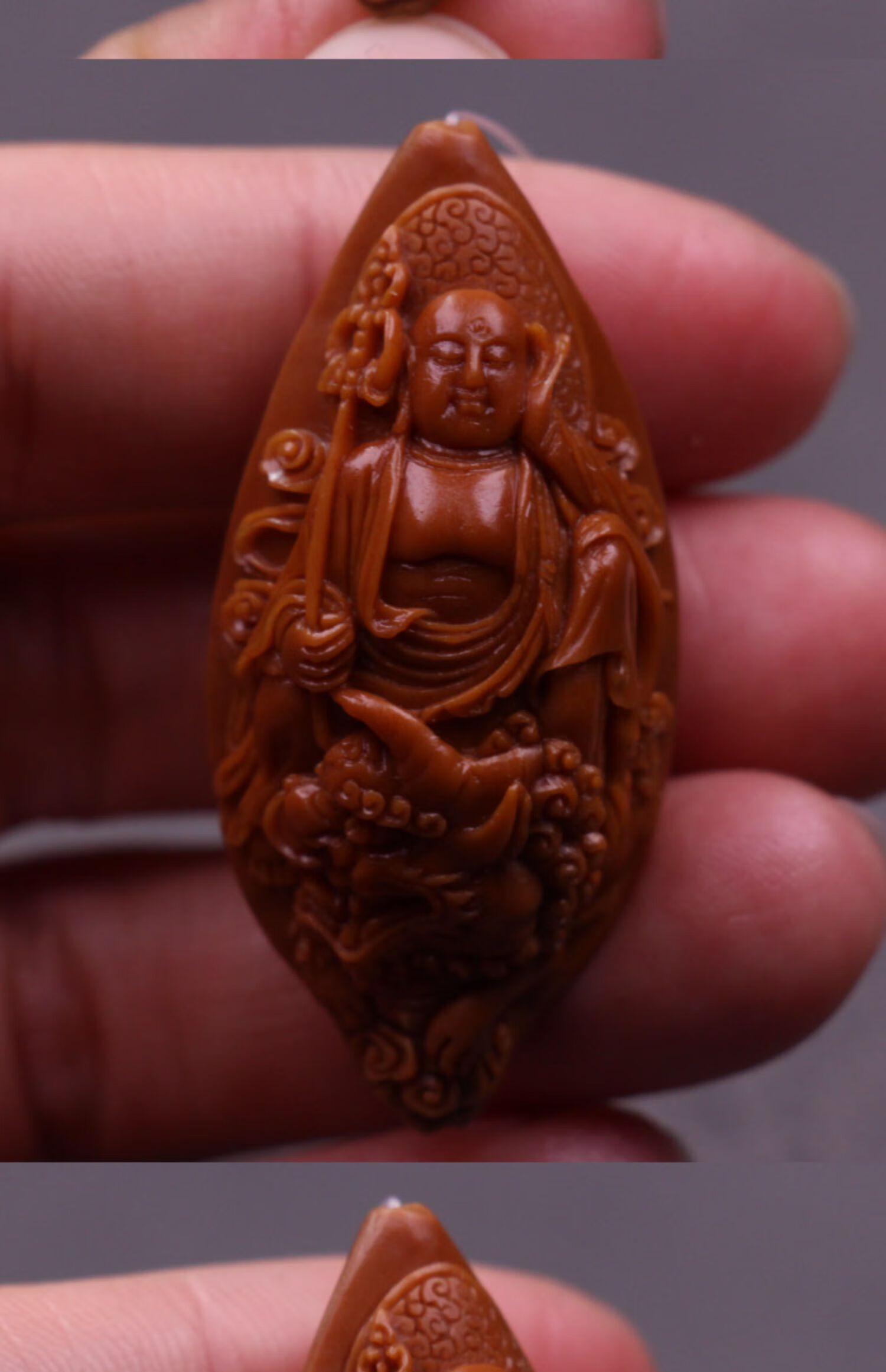 地藏王菩萨橄榄核单籽雕刻吊坠手把件苏工纯手工雕刻22大籽单籽文玩