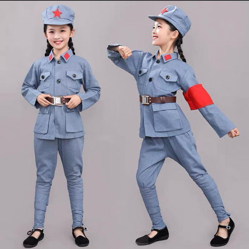 曼迪尚冬季换新红军演出服装儿童小红军衣服闪闪红星舞蹈服舞台表演八