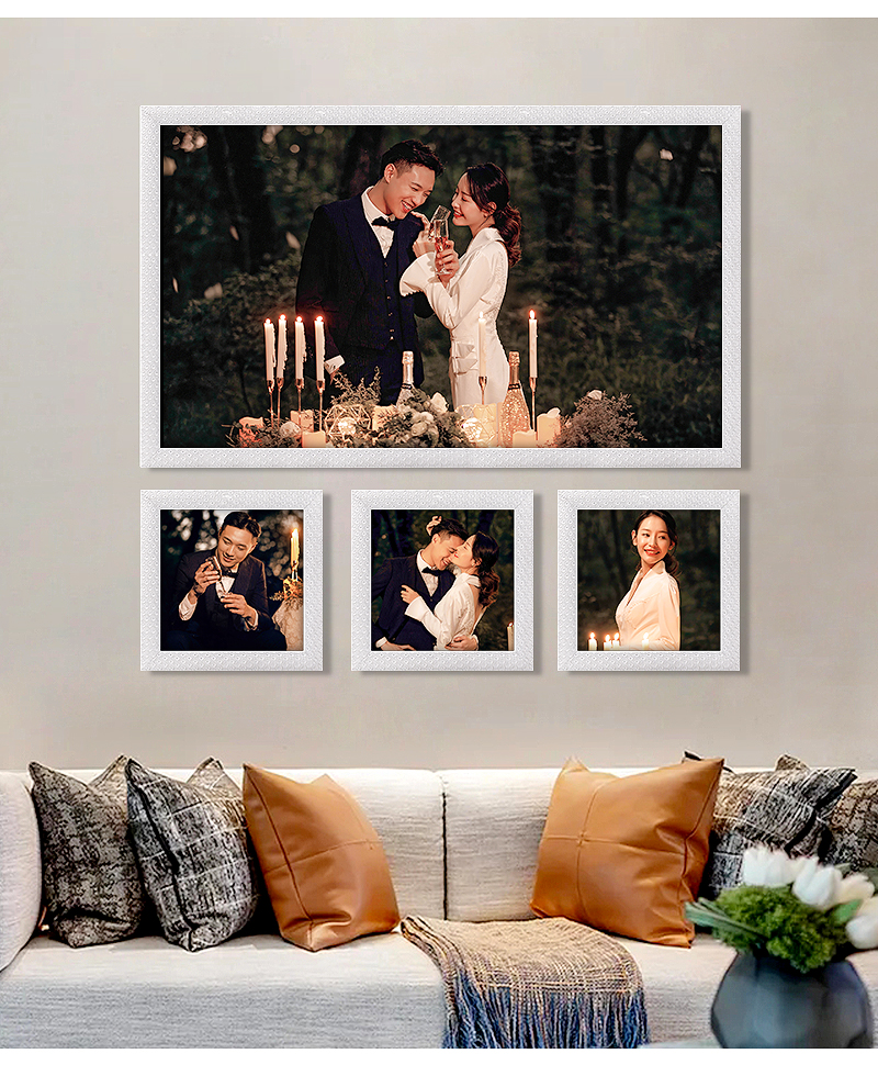 定制婚纱照实木相框结婚照片放大床头洗做成挂墙美式复古套装画框