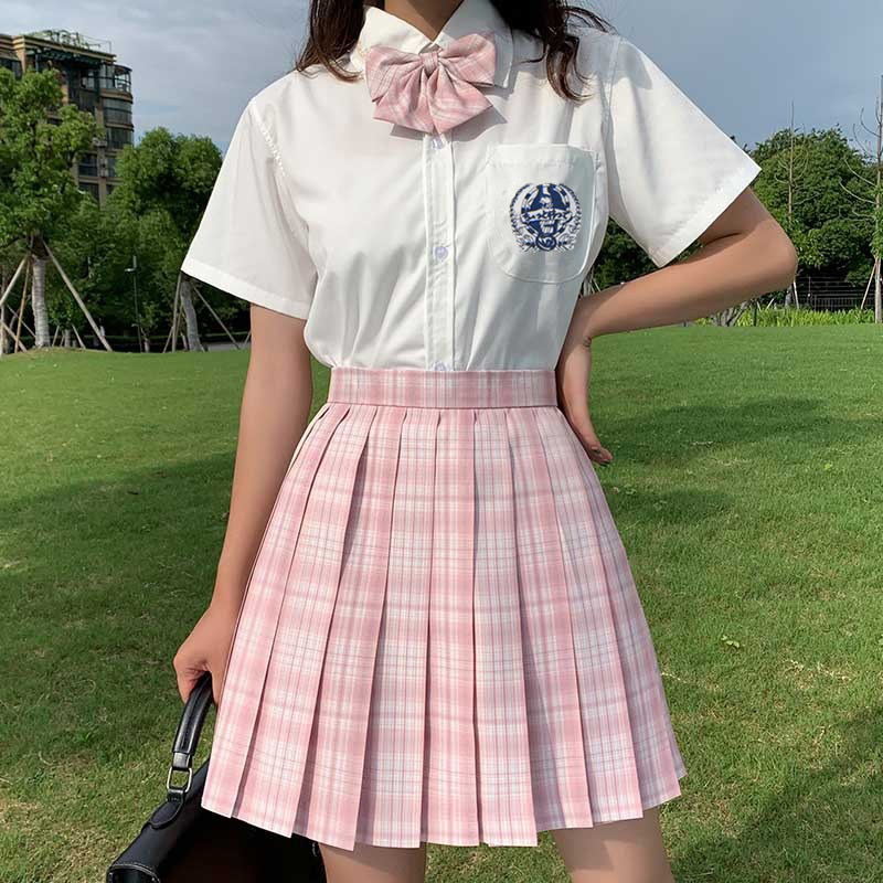 jk格裙原创制服套装全套夏季百褶裙女学生学院风 树莓红茶格裙 浩海