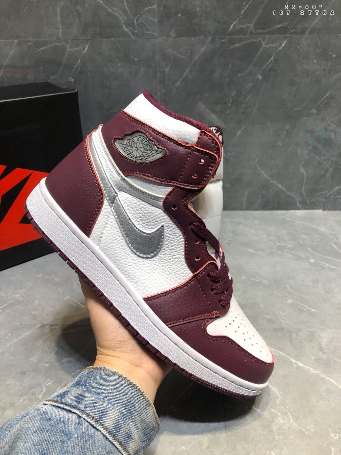 【官方旗舰】aj1 酒红色 波尔多high og男女同款休闲高帮运动鞋 红