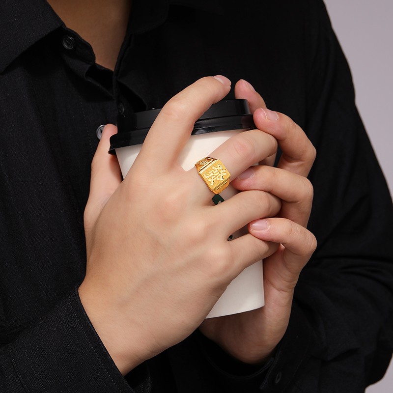 潮宏基圣诞节礼物大发黄金戒指男士指环足金戒指男戒发财戒活口戒子手