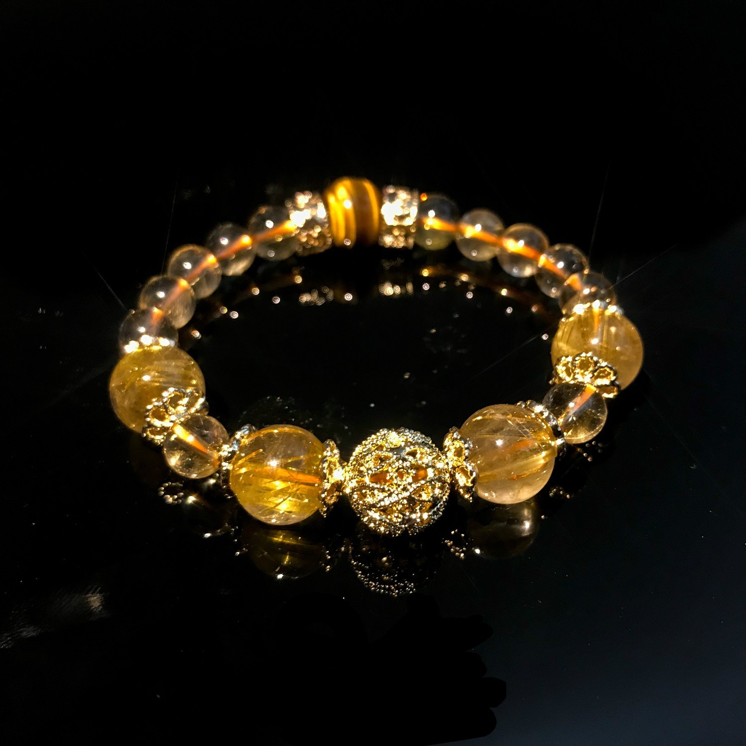 黄水晶手链高品质黄水晶金发晶虎眼石感手链女旺事业转运定制 自助