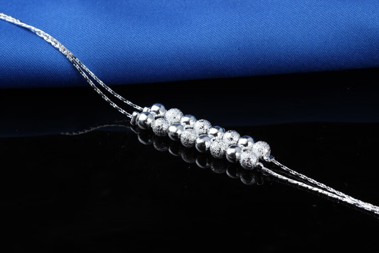 s925银脚链日韩版时尚银饰品星星铃铛网红个性双层性感脚链子 12珠3