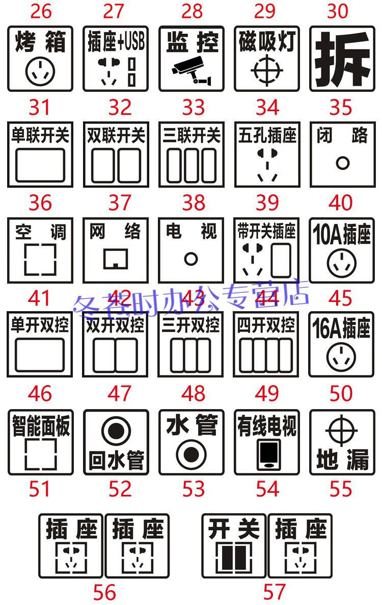 袖然(xiuran)開關插座印章水電定位標識印章86底盒印章水電畫線放樣