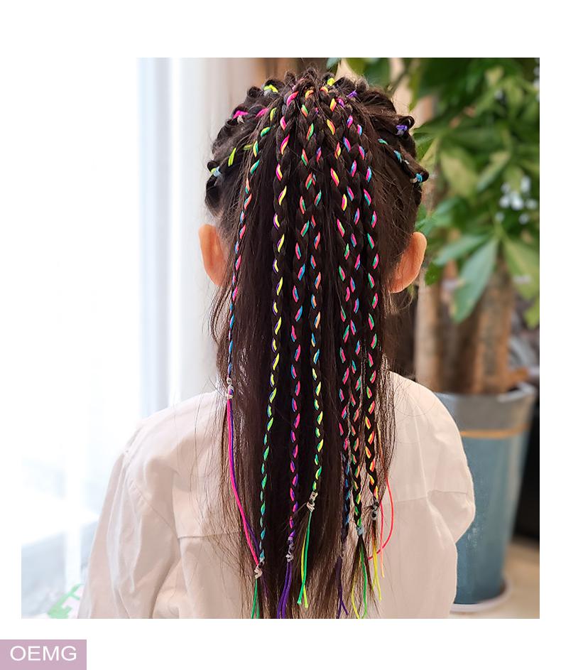 oemg 彩绳辫发脏辫神器儿童彩色头绳七彩丝带绑发辫子发带头饰彩带