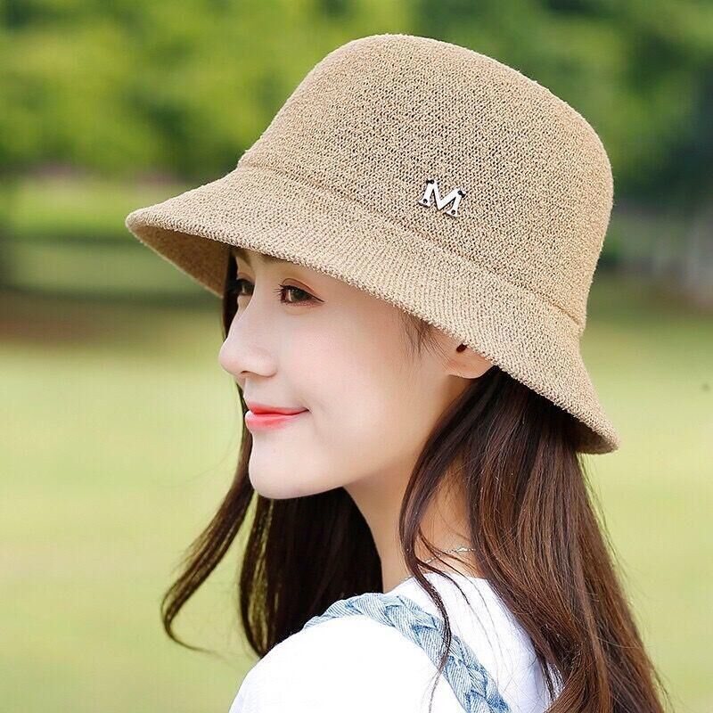 帽子女透气夏天纯色盆帽圆顶礼帽遮阳凉帽女士帽子女帽紫红色均码58cm