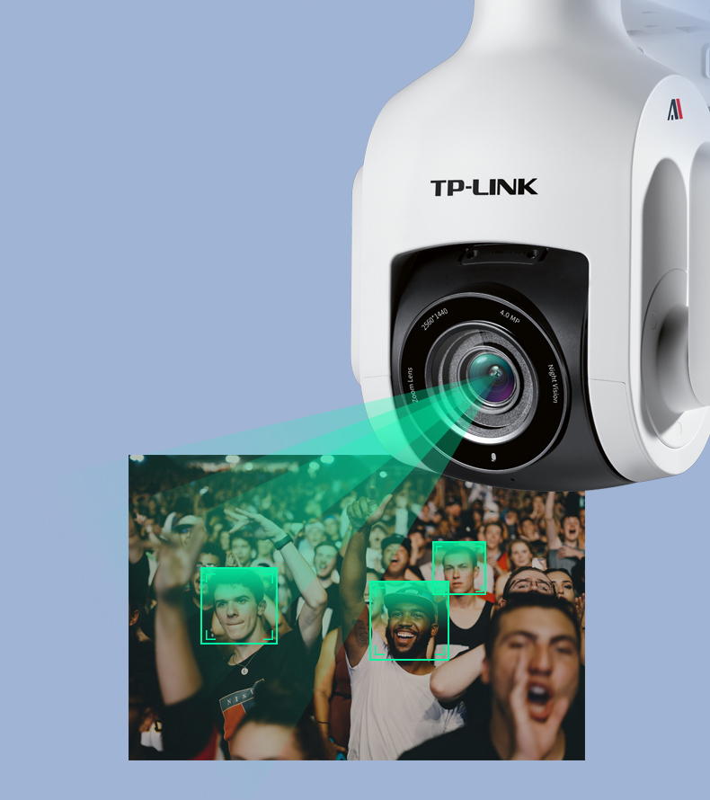 tplink ai智能400万高清无线监控摄像头人脸抓拍4倍变焦旋转云台自动