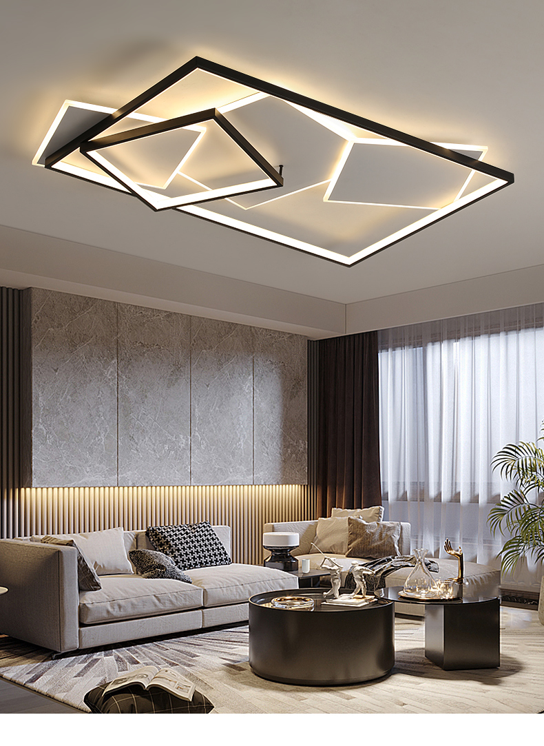 现代简约大气led客厅大灯新款网红家用大厅灯主灯创意遥控三色灯北欧