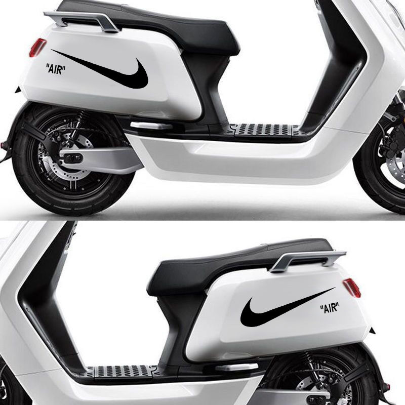 潮牌nike摩托耐克打勾车贴小龟王小牛电瓶电动车个性装饰贴后视镜黑色