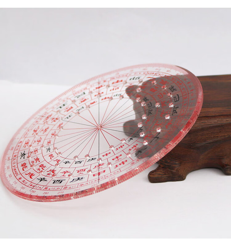 万福堂高精度透明罗盘立极尺附八宅天星六十卦户型立极规33洞15厘米