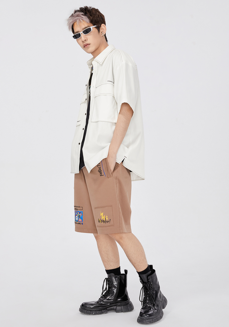 美国艺术家kevinlyons联名卡宾白色短袖衬衫潮流w米白色1248170m