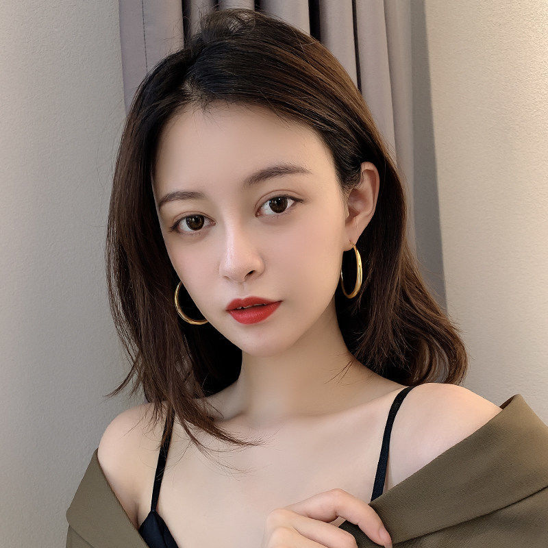 恒境 大圆圈耳环耳钉2021新款潮女韩国气质网红耳圈耳饰925银银针