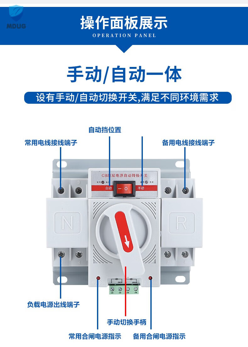 9，上海人民電器雙電源自動轉換開關2p63A切換開關3P100A4P63A迷你型 63A 2P