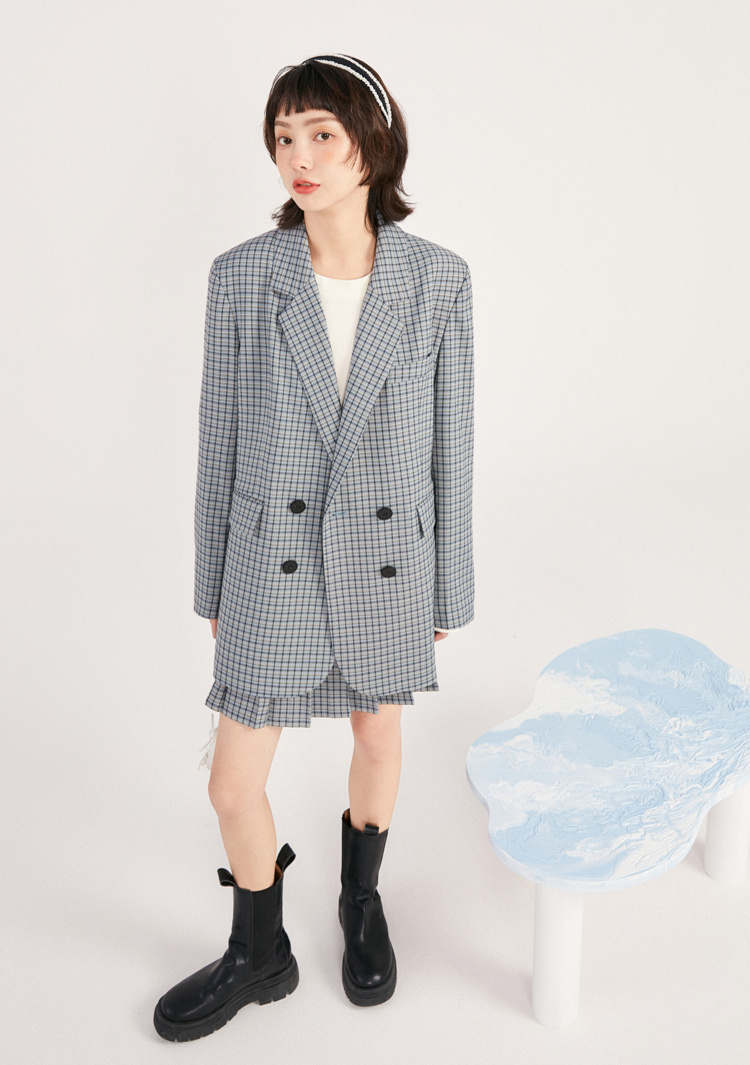 乐町气质腰带西装2021秋季新款纯色西装外套女宽松 粉色西装(现货) s