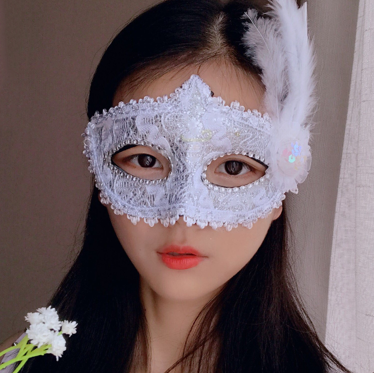 林中鸟天使白雪公主面罩面具全脸半脸性感天使面具 蕾丝公主中间羽毛