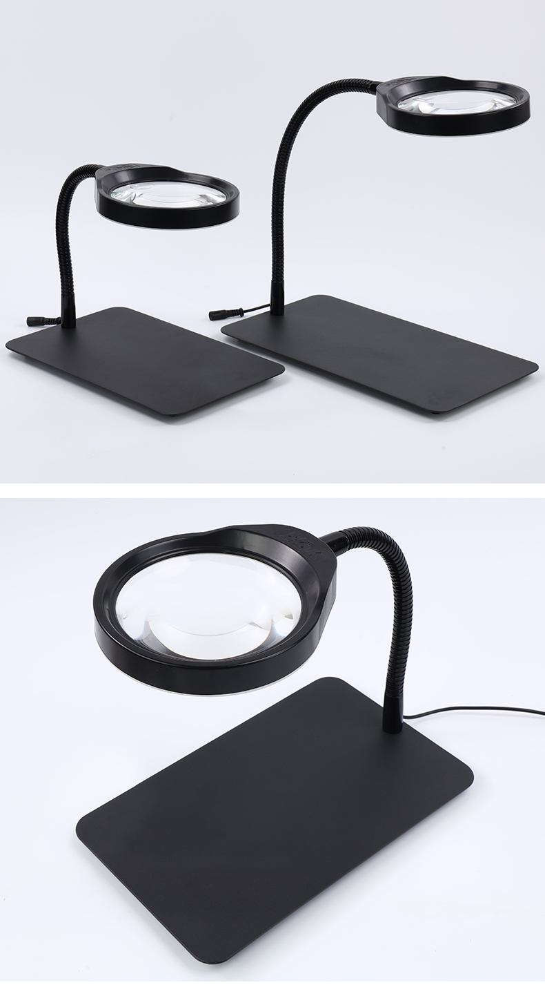 pdok桌面台式放大镜带灯高清10倍20倍电子钟表维修芯片检验老人阅读
