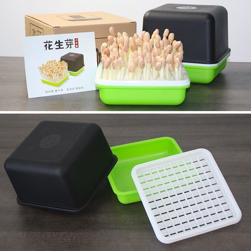 种子发芽盒新款花生芽水培盒多功能种植盒神器家用芽苗菜豆芽菜育苗盘