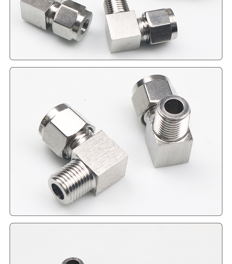 304不锈钢卡套接头 卡套弯头终端接头 90度直角卡套接头 zg1/8-613