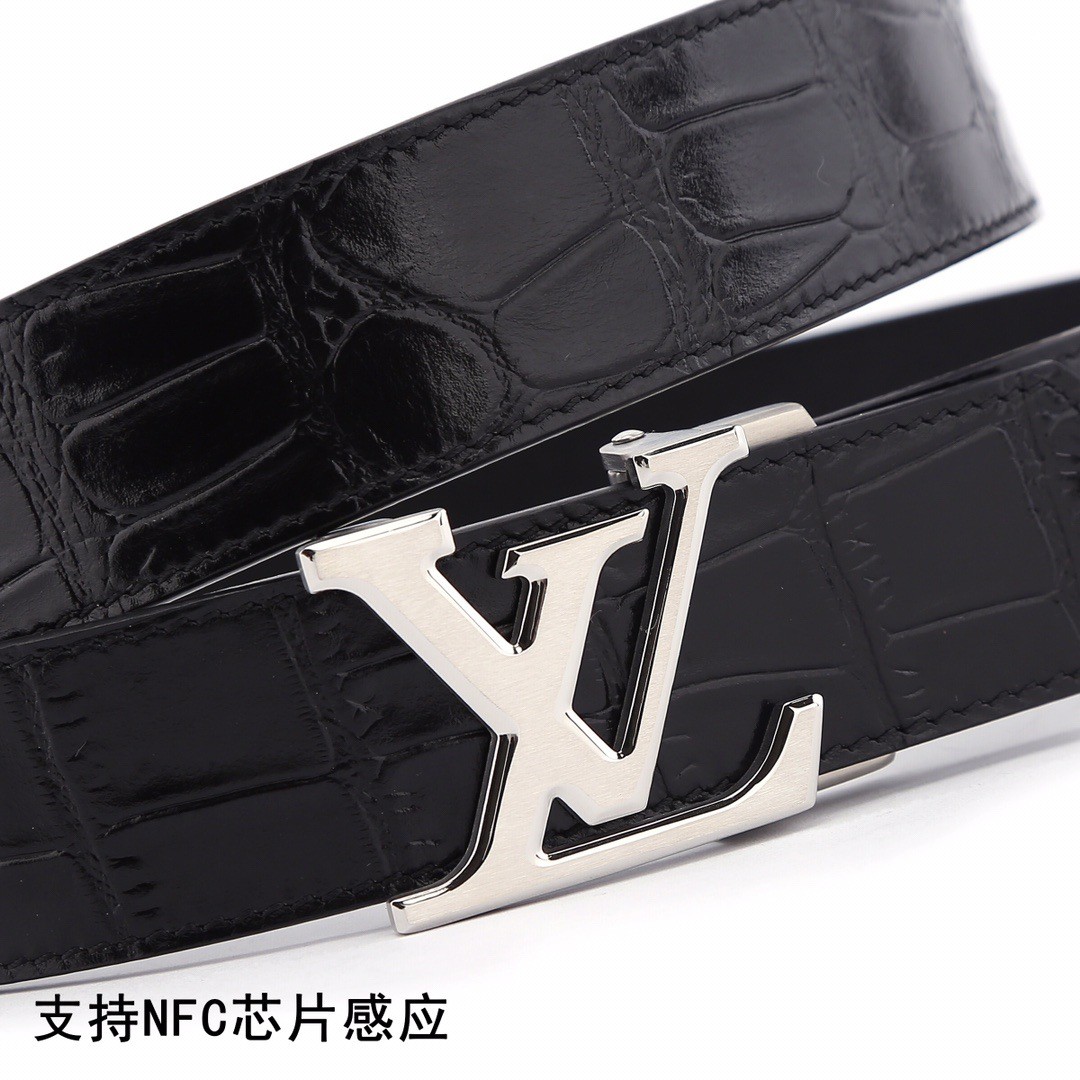 私人定制二层真牛皮lv男士皮带奢侈品新款皮带男不锈钢自动扣双面头层