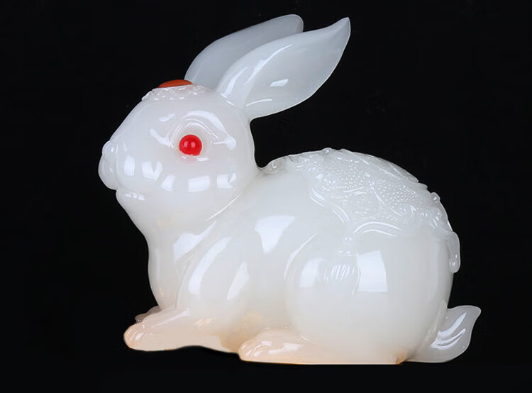 工艺品玉兔摆件生肖兔子创意饰品结婚礼品小白兔白玉兔子摆件无底座